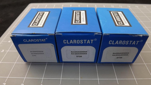 LOT OF 3 CLAROSTAT RA30NASD500A WIREBOUND POTENTIOMETER 50 OHMS T21701