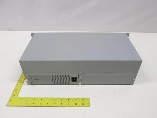 ALLIED TELESYN AT-MCR12 ATFS202 12 SLOT RACK W/ TWO ETHERNET SWITCHES T63615