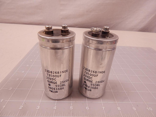 LOT OF 2 23D82681N06 36DE1686 7M138 CAPACITORS 73500 UF 20 VDC T82422