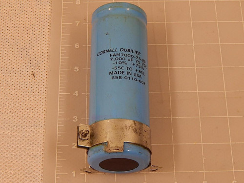 CORNELL DUBILIER FAM7000-75-BF CAPACITOR 7000 UF 75 VDC -10 % +75 % -55 ºC TO +85 ºC T85879