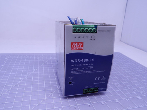 Mean Well WDR-480-24    AC-DC Industrial DIN Rail Power Supply 24 V 20 A Out For Sale