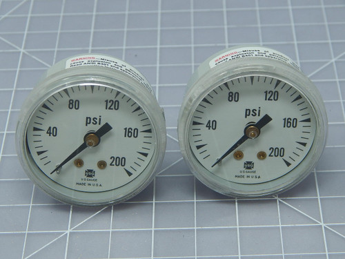 Lot of 2 USG   Pressure Gauge 1-1/2 In  200psi For Sale