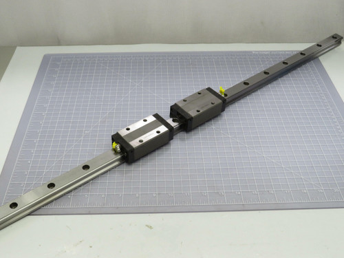 Lot of 2 THK SHS25  Linear Guide Blocks w 39 In Rail For Sale