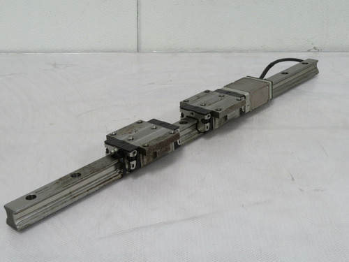 Lot of 2 Rexroth R168120028  Linear Bearing Blocks on a  23 In Rail  For Sale