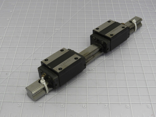 Lot of 2 THK HSR15  Linear Bearing Blocks on 8 In Rail  For Sale