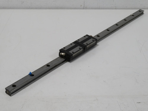 LOT OF 2 THK SSR20 LINEAR BEARING BLOCKS ON A 27 IN RAIL TK163