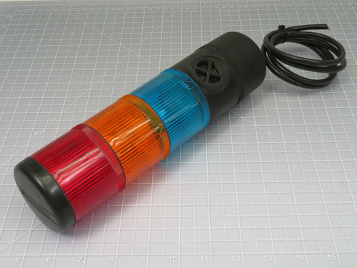 Telemecanique XVALC3  Tall Stack Light w Blue Orange and Red  For Sale