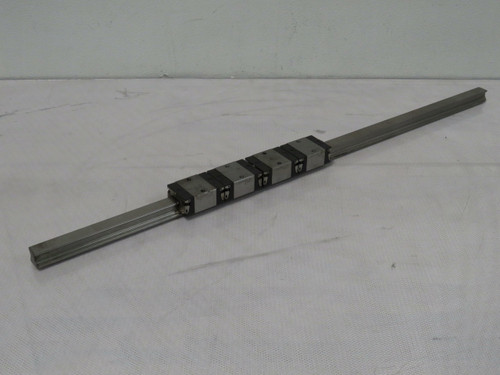 Lot of 4 Rexroth R166689420 585  Linear Bearing Blocks on a 30 In Rail  For Sale