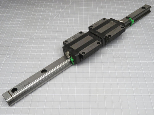 Lot of 2 THK HSR20B  Linear Bearing Blocks on a 16 in Rail  For Sale