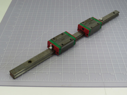 Lot of 2 Hiwin EGH15CA 170AYC-10000 Linear Bearing Blocks on 14 1/2 In Rail  For Sale