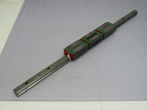 Lot of 3 Hiwin EGH15CA 160HYV-30100 Linear Bearing Blocks on 20 In Rail  For Sale