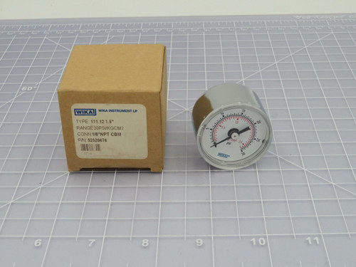 Wika 111.12 1.5 in 52520676 Pressure Gauge 1/8 in NPT CBM 30 PSI  For Sale