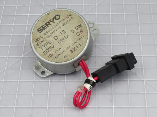 Nidec  D-12  Servo Synchronous Motor 200 V 50 Hz 2.5 W  For Sale