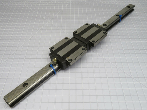 Lot of 2 THK HSR20  Linear Bearing Block on a 16 In Rail  For Sale