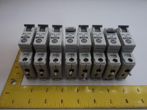LOT OF 8 ALLEN-BRADLEY 1492-CB1  CIRCUIT BREAKERS G030 300VAC MAX 3A T17294