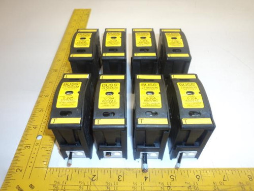 LOT OF 8 BUSS JTN60030 0-30 AMP 600VAC CLASS J SAFETY J 1 POLE FUSE HOLDER W/ FUSES LPJ-20SP T17861