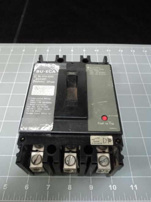 FUJI ELECTRIC BU-ECA 3020 CIRCUIT BREAKER 20AMP 240VAC 3 POLE T12672