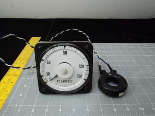 GENERAL ELECTRIC GE 6476K51065 750X93G8 AC AMPERES METER 0-150 A W/CURRENT TRANSFORMER RATIO 150:5 T12765 GENERAL ELECTRIC GE 6476K51065 750X93G8 AC AMPERES METER 0-150 A W/CURRENT TRANSFORMER RATIO 150:5 T12765
