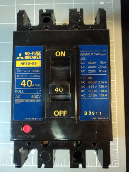 MITSUBISHI ELECTRIC  NF50-SS NO-FUSE BREAKER 40A 600V AC LOT T13192