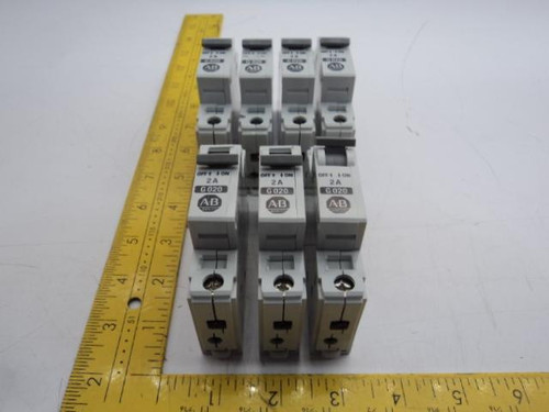 LOT OF 7 ALLEN-BRADLEY G020 1492-CB1 CIRCUIT BREAKERS 2A 1P T18965