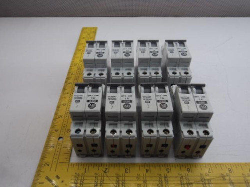 LOT OF 8 ALLEN BRADLEY 1492-CB1 1492-ACBSER B G010 CIRCUIT BREAKERS 1A 2P T19014