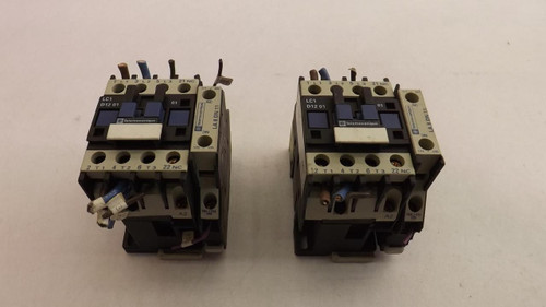 LOT OF 2 TELEMECANIQUE LC1D1201 CONTACTORS W/ LA8DN11 575V 10 HP T22411