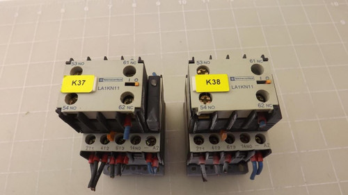 LOT OF 2 TELEMECANIQUE LP1K-0610-BD LA1KN11 LP1K-0610-BD CONTACTORS WITH (2) LA1KN11 RELAYS. T27984