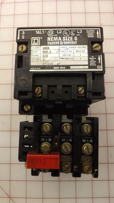 SQUARE D 8536 SB02 B2S A CONTACTOR T30217