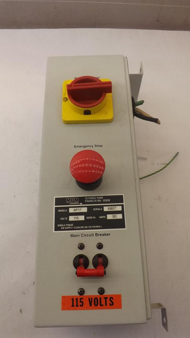 MPM AP17 115 VOLT CIRCUIT BREAKER WITH EMERGENCY STOP AND DISCONNECT SWITCH T29279