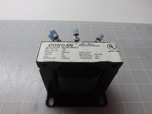 DONGAN 34-20-1965CC SINGLE PHASE AUTOTRANSFORMER T50205 DONGAN 34-20-1965CC SINGLE PHASE AUTOTRANSFORMER T50205