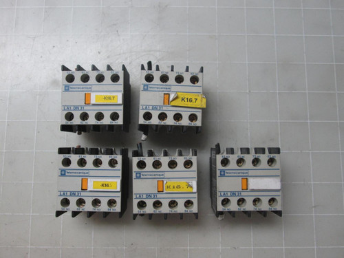 LOT OF 5 TELEMECANIQUE LA1 DN31 AUXILLARY CONTACT BLOCKS T52926