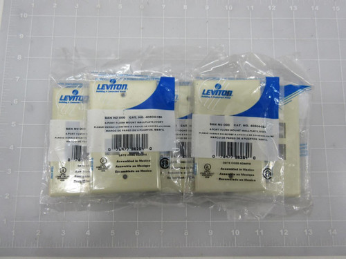 LOT OF 5 LEVITON  40804-0BI 4-PORT FLUSH MOUNT WALLPLATE IVORY T56667