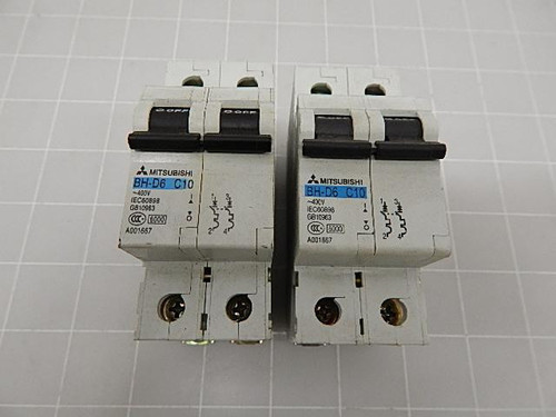 LOT OF 2 MITSUBISHI BH-D6 C10 CIRCUIT BREAKER T57222