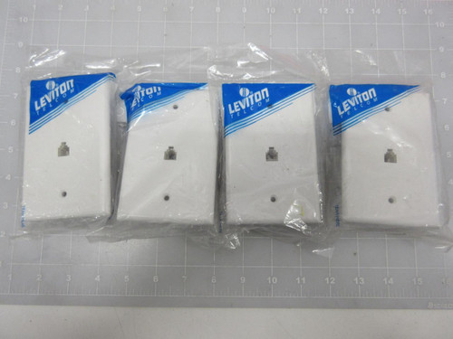 LOT OF 4 LEVITON  40549-00W TELEPHONE 4-WIRE PHONE JACK WALL PLATE WHITE T56663