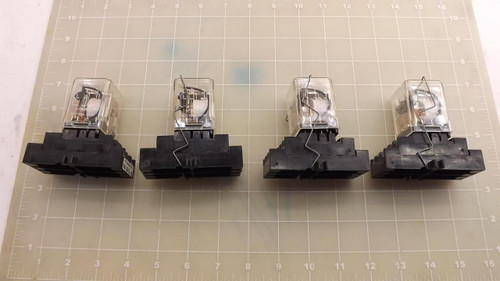 LOT OF 4 NTE ELECTRONICS R10-14A10-120 POWER RELAYS W/ R95-105 RELAY BASES T27731