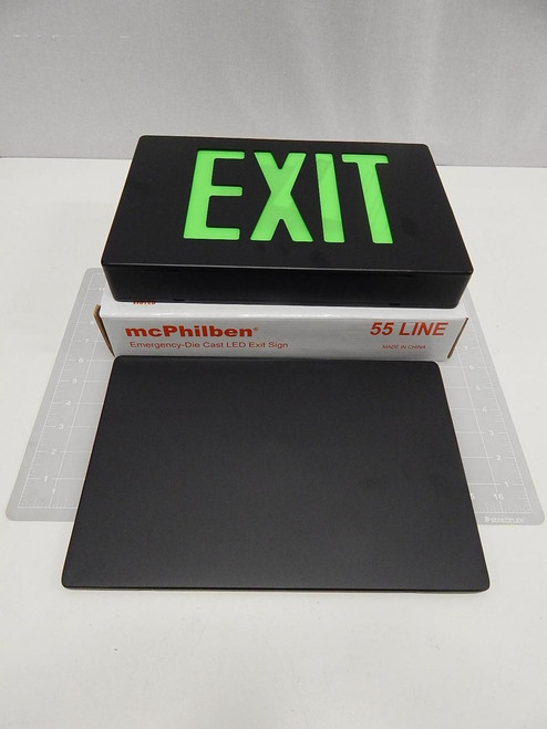 MCPHILBEN ER55L3BG BLACK AND GREEN UNIVERSAL EXIT SIGN T60884