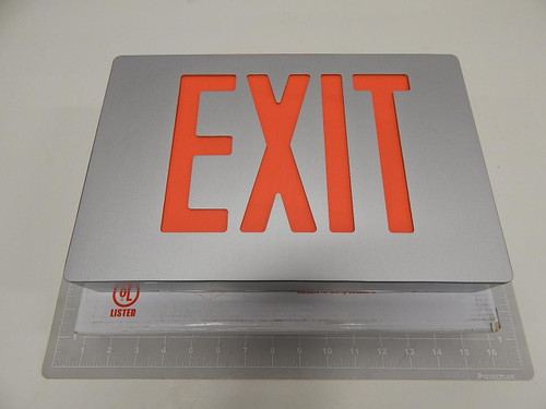 MCPHILBEN 55L2AR BRUSHED ALUMINUM EXIT SIGN W RED LETTERS T60885