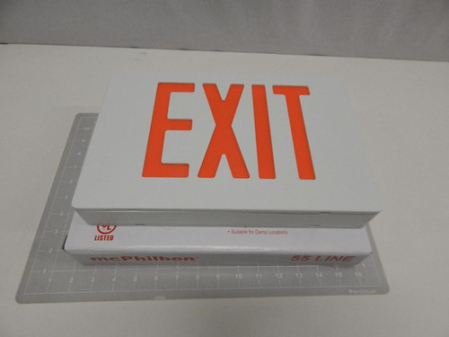 MCPHILBEN ER55L1WR WHITE EXIT SIGN W RED LETTERS SF T60888