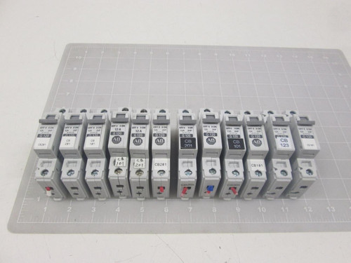 LOT OF 12 ALLEN BRADLEY 1492-CB1 12 AMP CIRCUIT BREAKER T64363 LOT OF 12 ALLEN BRADLEY 1492-CB1 12 AMP CIRCUIT BREAKER T64363