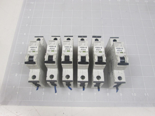LOT OF 6 SIEMENS  5SY4106-7  CIRCUIT BREAKER SUPPLEMENTARY PROTECTOR 1 POLE 6 A 400 V DIN RAIL CURVE C
