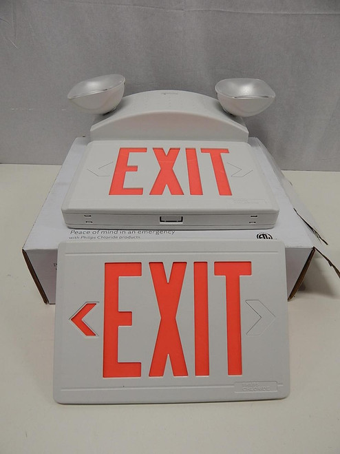 PHILIPS CHLORIDE VCTL3RW COMMERCIAL RED EXIT SIGN WITH LAMP COMBO T60787
