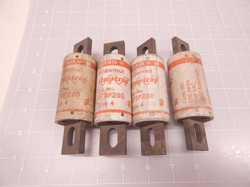 LOT OF 4 GOULD A70P200 FUSES T75436