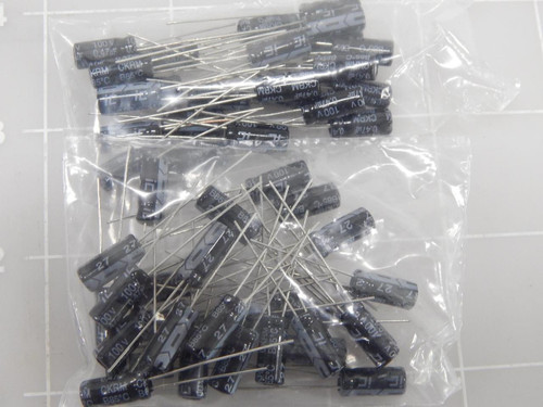 LOT OF 50 R&J COMPONENTS ALLIED ELECTRONICS 474CKR100M ALUMINUM ELECTROLYTIC CAPACITORS - LEADED 0.47UF 100V 20% TOL. ELECTROLYTIC T88585
