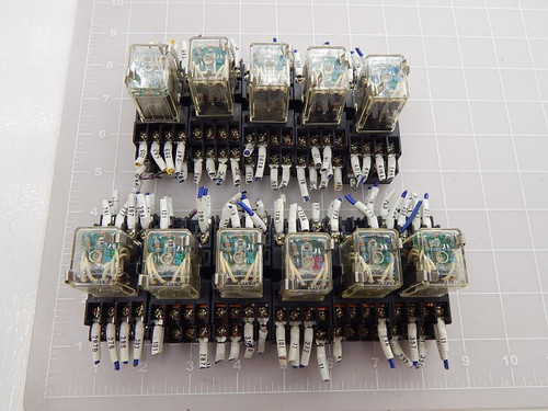 Lot of 11 Matsushita Electric Works, NAIS HC4-SFD-K, AP3847K, HC4-HL-DC24V, AP324206K General Purpose Relay w/ Terminal Relay Socket T89197 For Sale