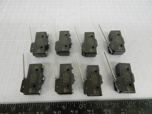 Lot of 8 Micro Switch BZ-7RWT80 Basic / Snap Action Switches BASIC SW SPDT 15 A 250VAC STR LVR ACTR T102934 For Sale