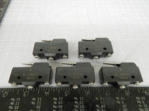 Lot of 5 Micro Switch BZ-2RW876T Basic / Snap Action Switches Basic Sw SPDT 15 A 250 VAC STR LVR ACTR T103012 For Sale