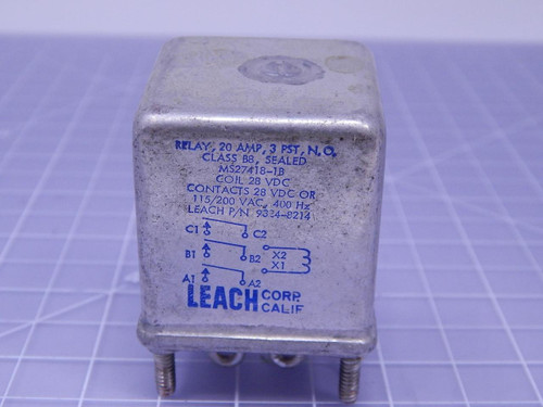 Leach 9324-8214 Relay 20 A 3 PST T120441 For Sale Leach 9324-8214 Relay 20 A 3 PST T120441 For Sale
