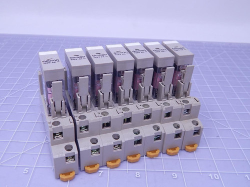 Lot of 7 Omron G2R-2-S(S) Relays 120 VAC w/ Base 1919C T120729 For Sale Lot of 7 Omron G2R-2-S(S) Relays 120 VAC w/ Base 1919C T120729 For Sale