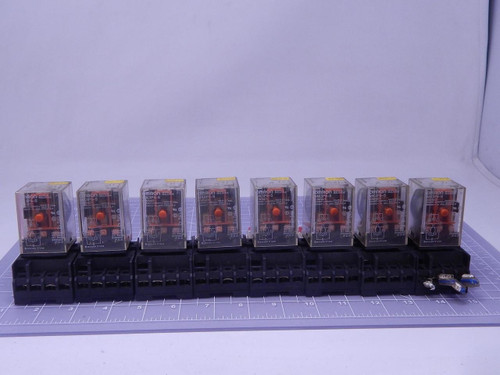 Lot of 8 Omron MK3P5-S Relays 7 A250 VAC / 28 VDC w/ Bases T127318 For Sale Lot of 8 Omron MK3P5-S Relays 7 A250 VAC / 28 VDC w/ Bases T127318 For Sale