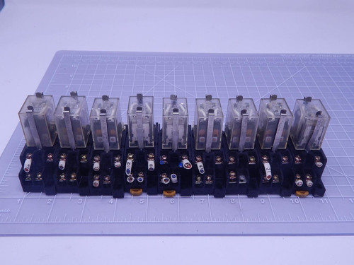 Lot of 9 Omron  LY2-D-NJB    Relays 24 VDC w/ Bases 15 A 240 V Max For Sale Lot of 9 Omron  LY2-D-NJB    Relays 24 VDC w/ Bases 15 A 240 V Max For Sale